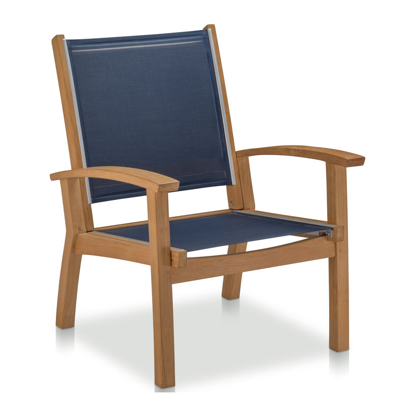 Barbados Outdoor Teak Lounge Chair, Canvas Navy Sunbrella® Canvas