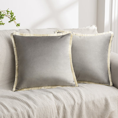 Velvet Throw Pillow Covers with Contrast Tassel Trim, Square Decorative Cushion Case