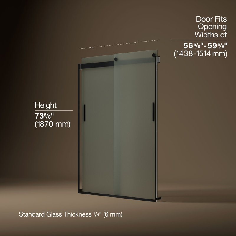 Levity 74" H x 59.63" W Bypass Shower Door with CleanCoat® Technology, Frosted, Matte Black