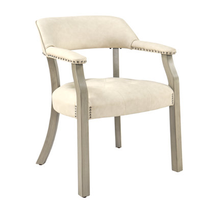 Chaise de salle à manger à accoudoirs touffetés LUMera, blanc crème