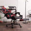 Ebern Designs Brode Adjustable Ergonomic Swiveling PC & Racing Game Chair with Footrest in Black/Red