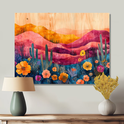 «Iyone Wildflowers And Cactus Garden At Desert II», art mural sur toile