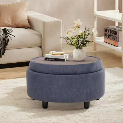 25'' Oversized Upholstered Round Storage Ottoman
