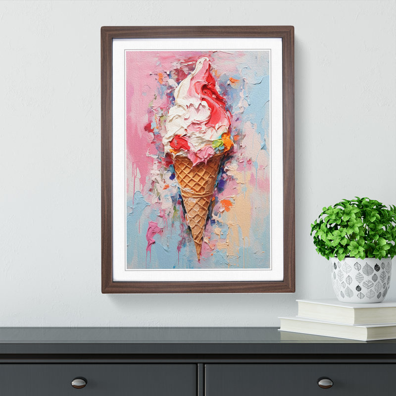 Ice Cream Impressionism No.2 - Framed Print, 34cm H x 25cm W x 2cm D, Walnut Framed