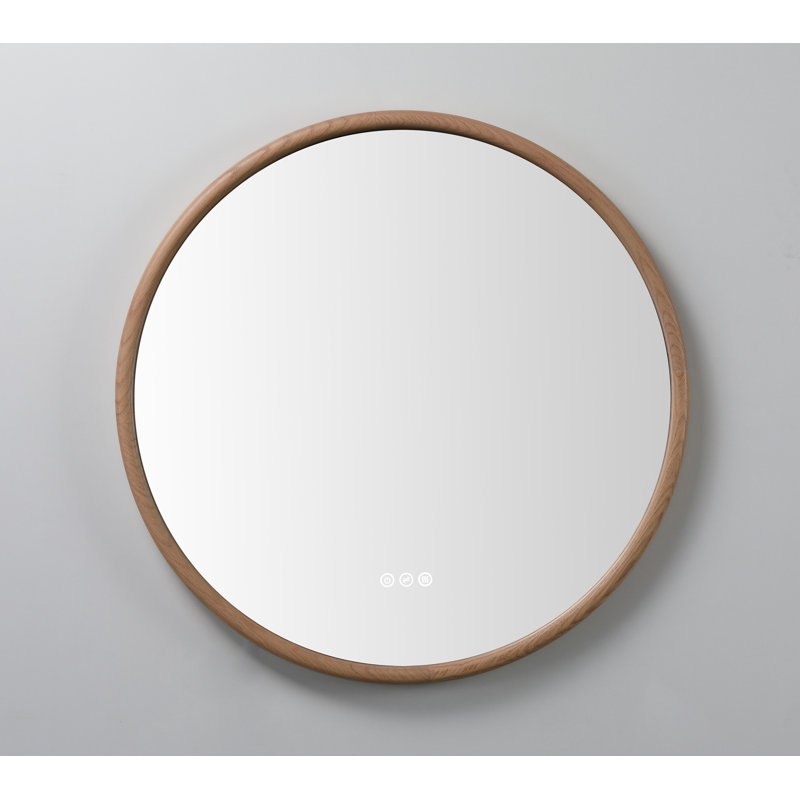 Zen LED Mirror, 35.43" x 35.43", Whitewash, Round
