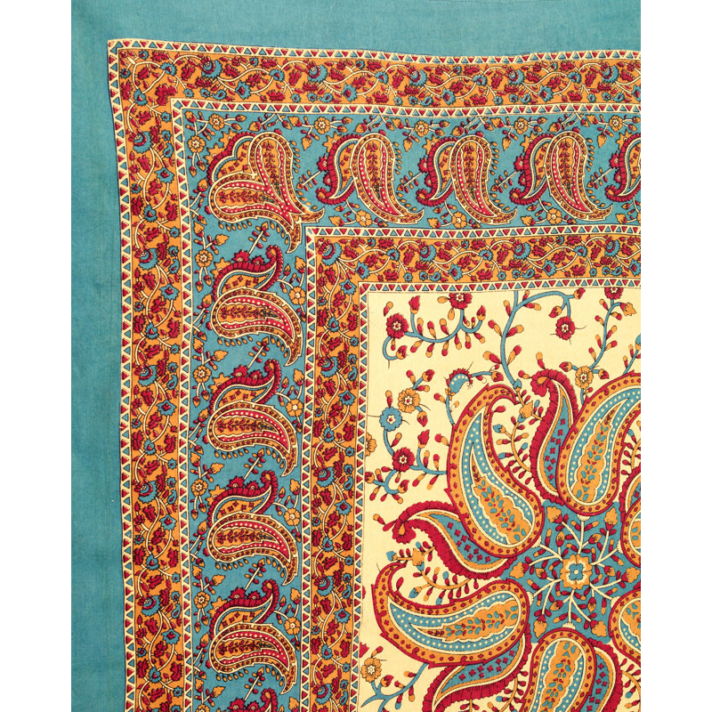 Codyallen Paisley 100% Cotton Tablecloth, 108" x 90", Blue