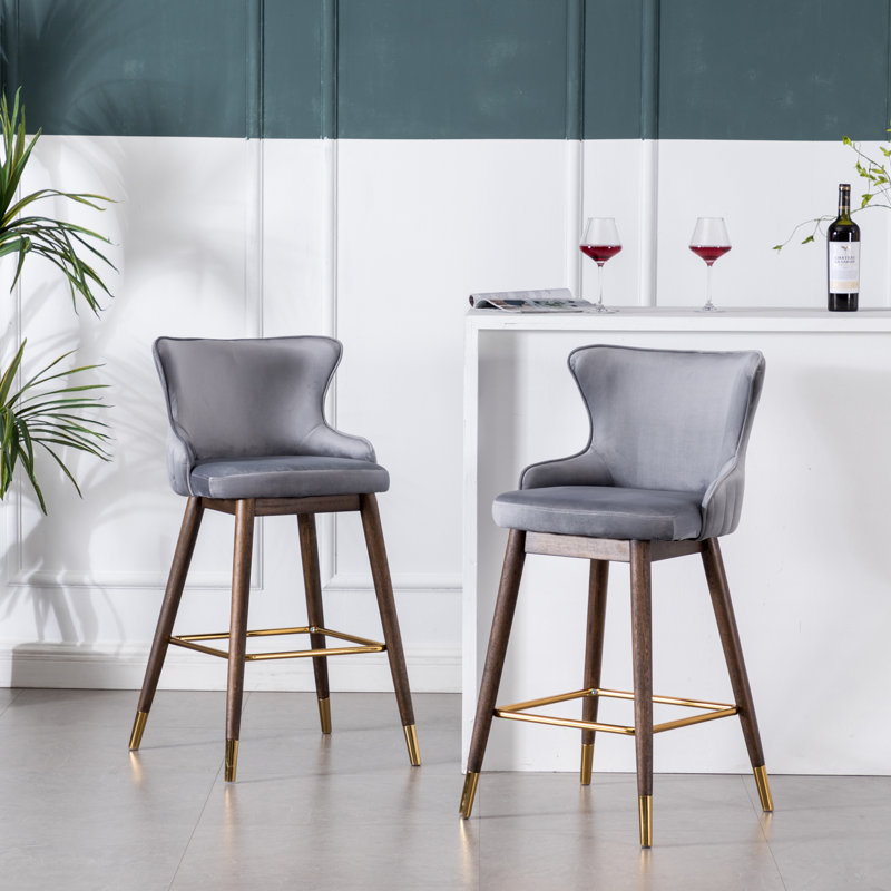 Tabouret de bar et de comptoir Renn, Gris, Tabouret de bar (hauteur du siège 28,3 po)