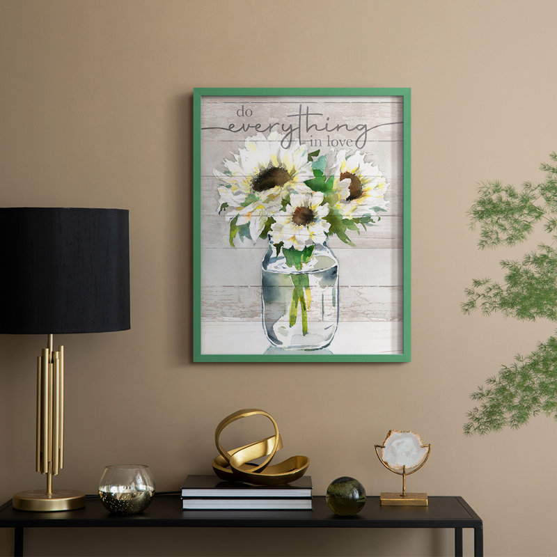 «Do Everything In Love», reproduction encadrée - bois massif, H 15 po x l 12 po, Vert