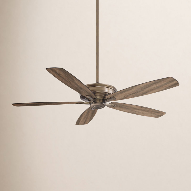 60" Kafe 5 - Blade Standard Ceiling Fan with Remote Control, Heirloom Bronze with Aged Boardwalk Blades