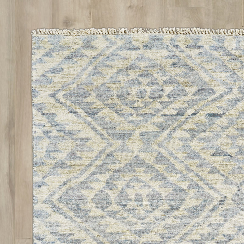 Tapis géométrique en laine noué à la main Adarion, Rectangle 7 pi 9 po x 9 pi 9 po