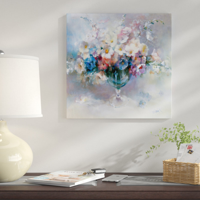 «Crystal Flowers», reproduction sur toile, H 26 po x l 26 po x P 1,5 po, Pas de tapis, Toile tendue