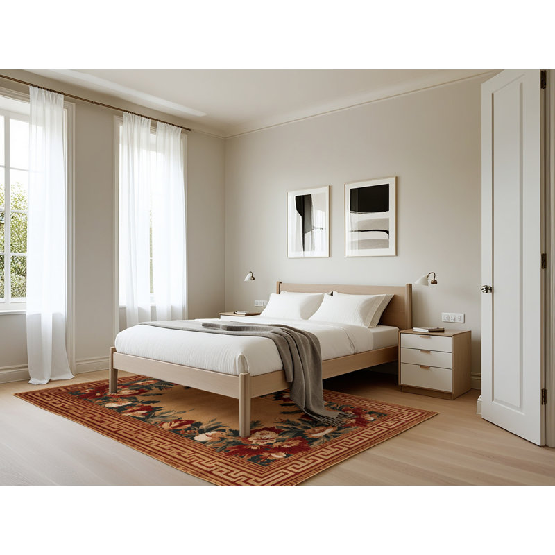 Tapis brun français lavable à la machine, Rectangle 5 pi x 7 pi