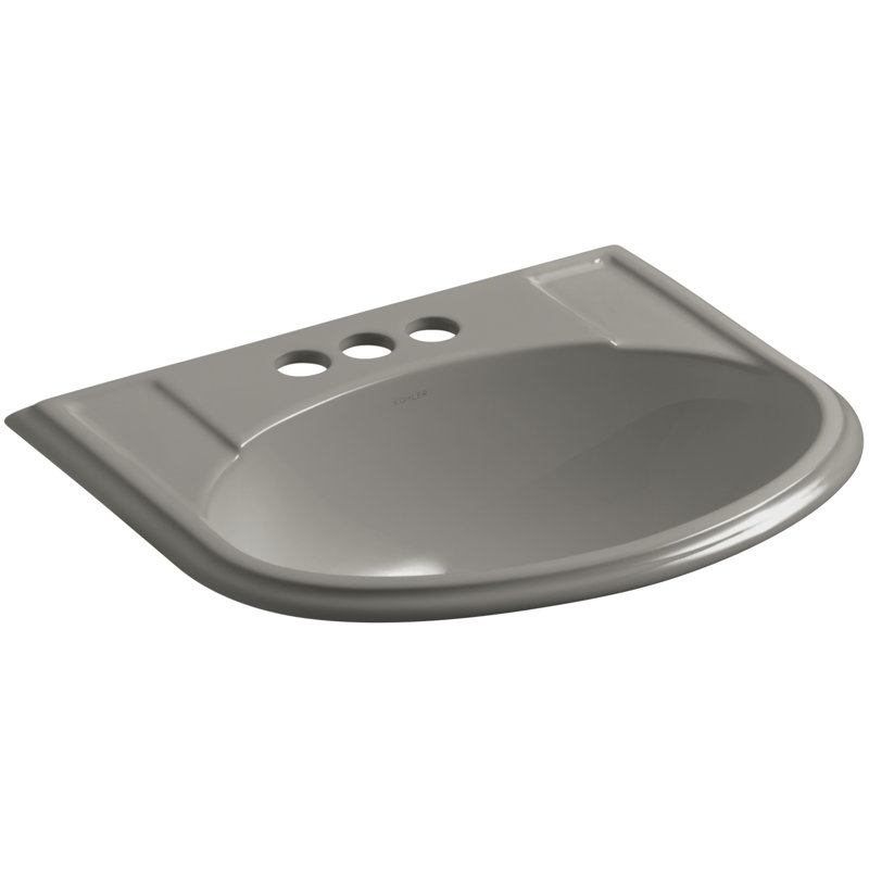 Devonshire® Ceramic U-Shaped Drop-In Bathroom Sink with Overflow, Cashmere