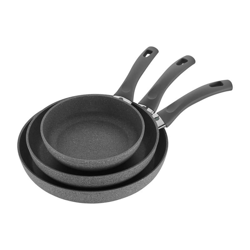 Modena Gray Aluminum Nonstick Fry Pan Set with Ceramic Coating
