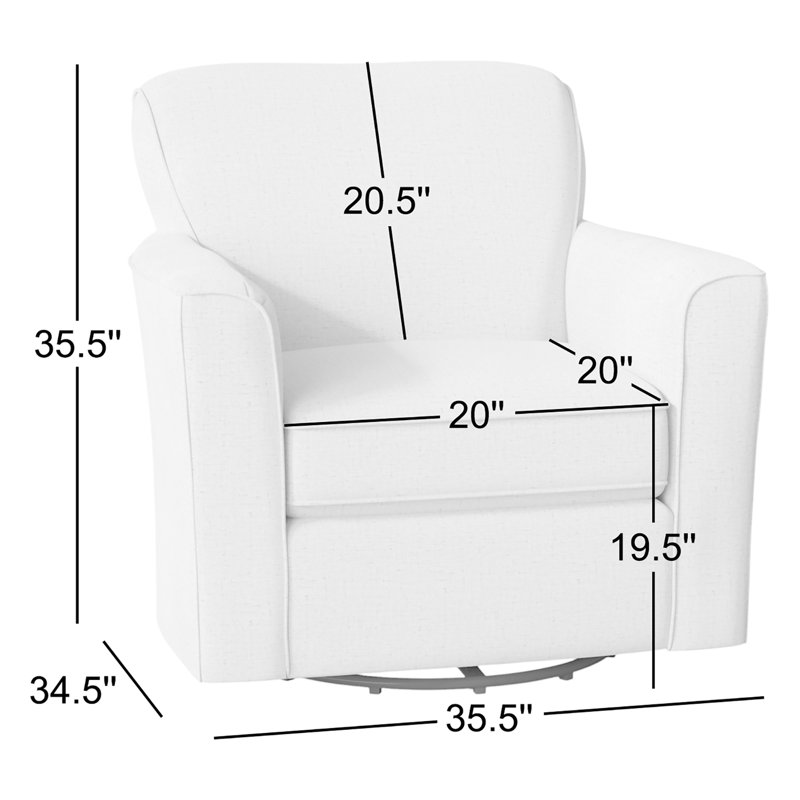 Kaylee 35.5" Wide Swivel Armchair, Snow Ivory Performance
