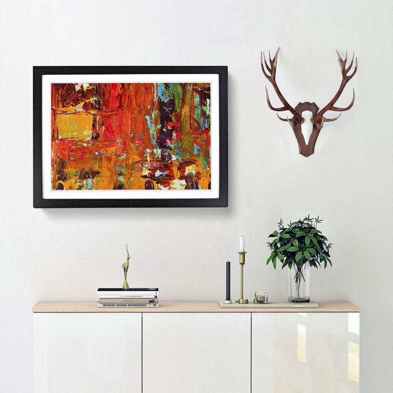 Abstract Art Painting Vol.192 by S.Johnson - Picture Frame Painting Print, Black Framed, 27cm H x 36cm W x 2cm D