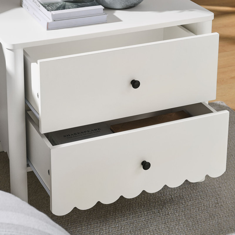 Table de chevet 2 tiroirs Emmeline, Blanc