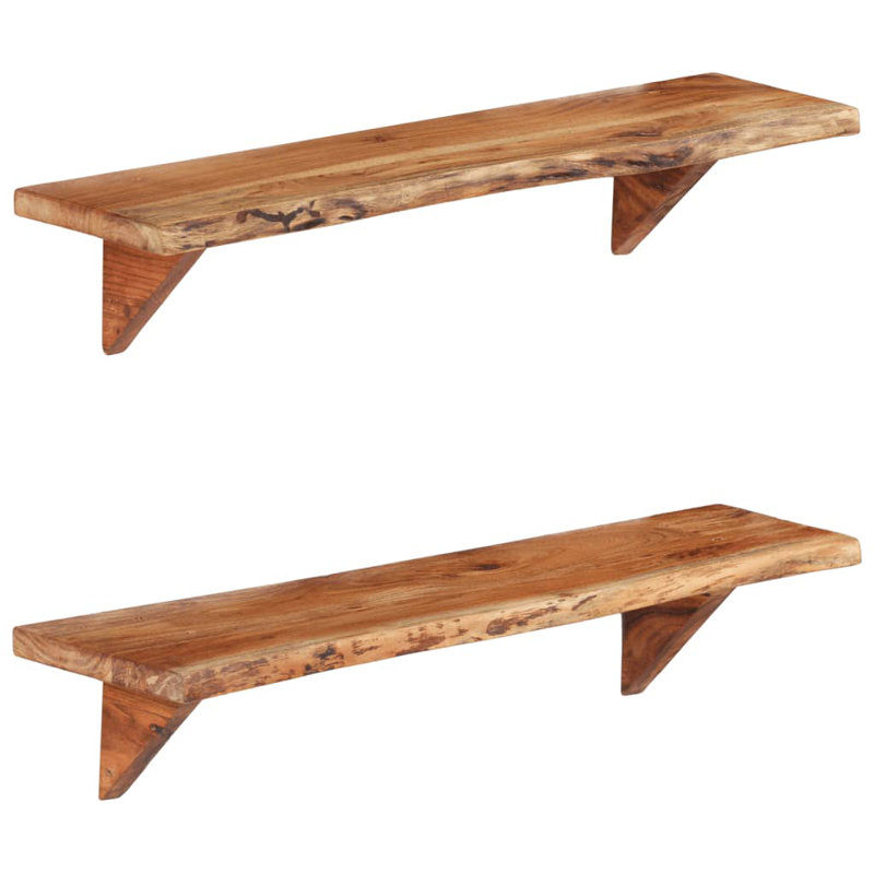 Diego 2 Piece Acacia Solid Wood Floating Shelf, 18 H x 90 W x 20 D cm