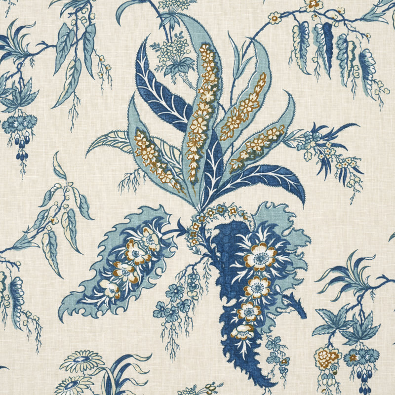 Apolline Botanical Fabric, Ciel/Marine