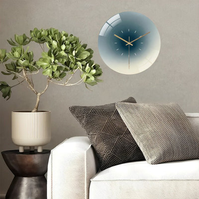 Horloge murale 12 po ronde en verre trempé avec mouvement à quartz silencieux