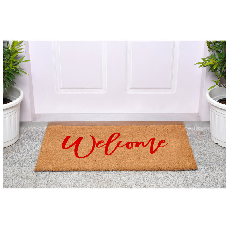Cursive Welcome Doormat, Red, 24" W x 36" L