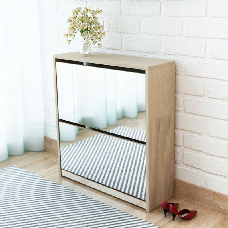 4 Pair Flip Down Shoe Storage, Oak