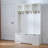 5-in-1 Hall Tree with Bench, Shoe Storage & 3 Open Cabinets, Farmhouse Design for Hallways and Living Rooms