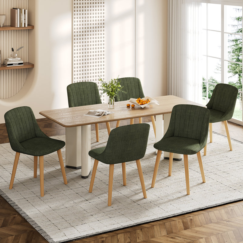 48.5cm H Upholstered Upholstered Back Side Chair, Linen Green