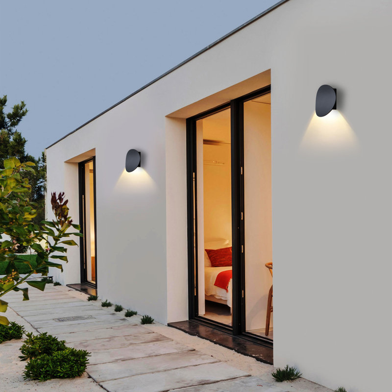 Modern Black Aluminum Led Outdoor Indoor Wall Lights (2-pack)