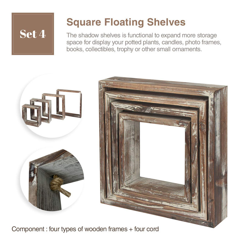 Mekela Solid Wood Floating Shelf, Rustic Brown