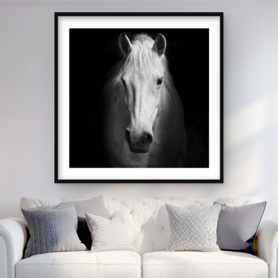 Cheval monochrome - reproduction encadrée pour la chambre à coucher