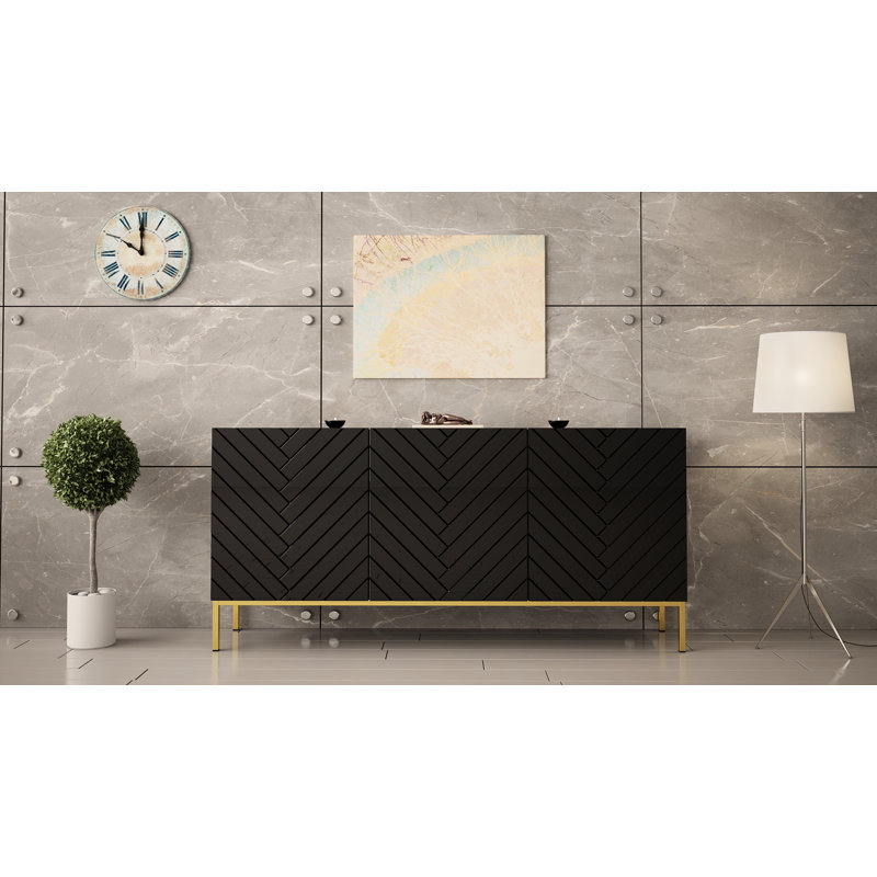 Antaja 160cm Sideboard, Black Gloss