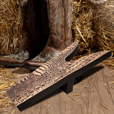 Boot Jack in Crocodile Print Embossed Leather