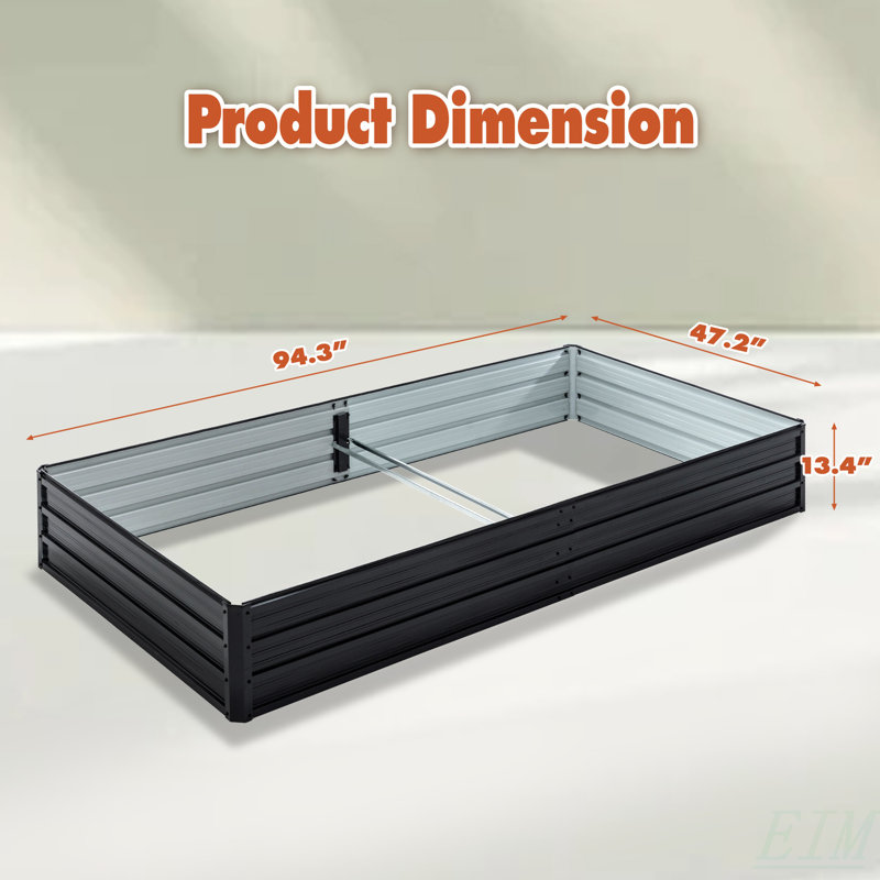 Galvanized Raised Garden Beds Outdoor // 8×4×1 Ft Planter Raised Beds For Gardening, Vegetables, Flowers // Large Metal Garden Box