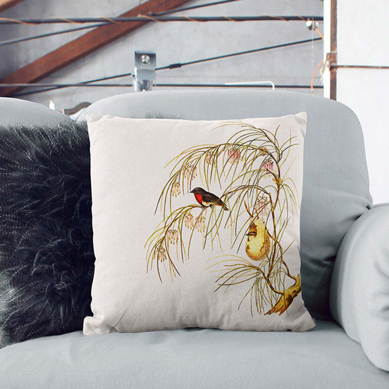 Swallow by Elizabeth Gould Cushion with Filling, 55cm H x 55cm W x 20cm D