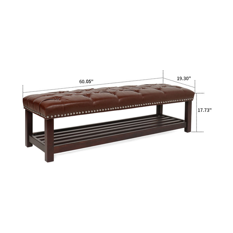 McFetridge Faux Leather Upholstered Storage Bench, Dark Brown
