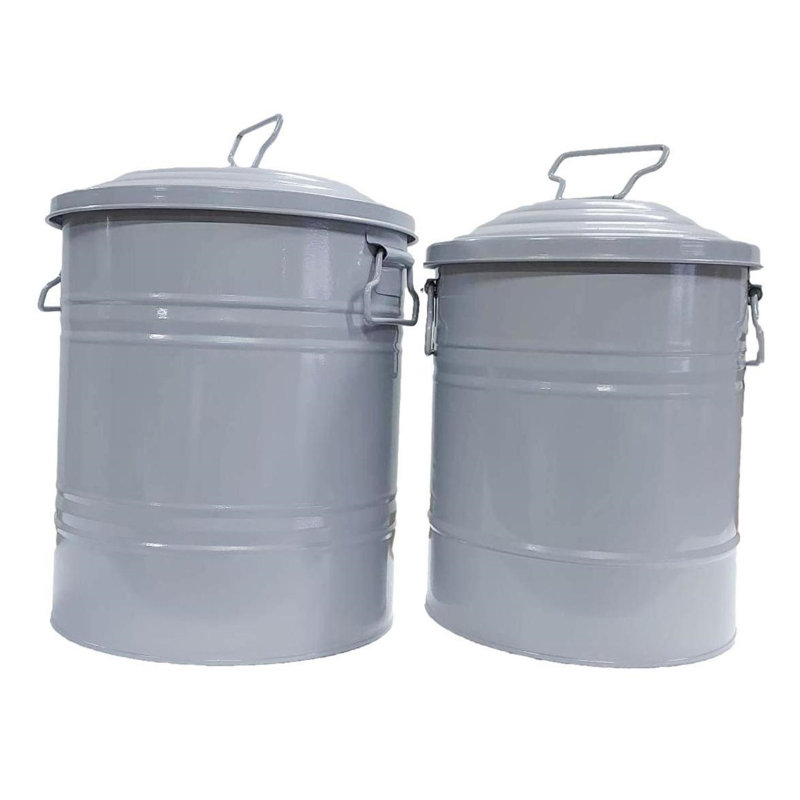 2 Piece Enameled Galvanized Steel Bucket Set, Glaze Blue