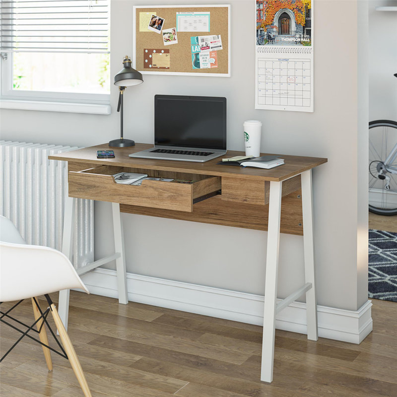 Chanet Writing Desk, Brown/White