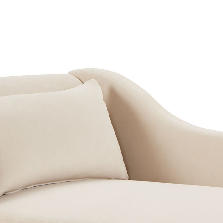 Chaise longue rembourrée en velours Barbanell, Beige