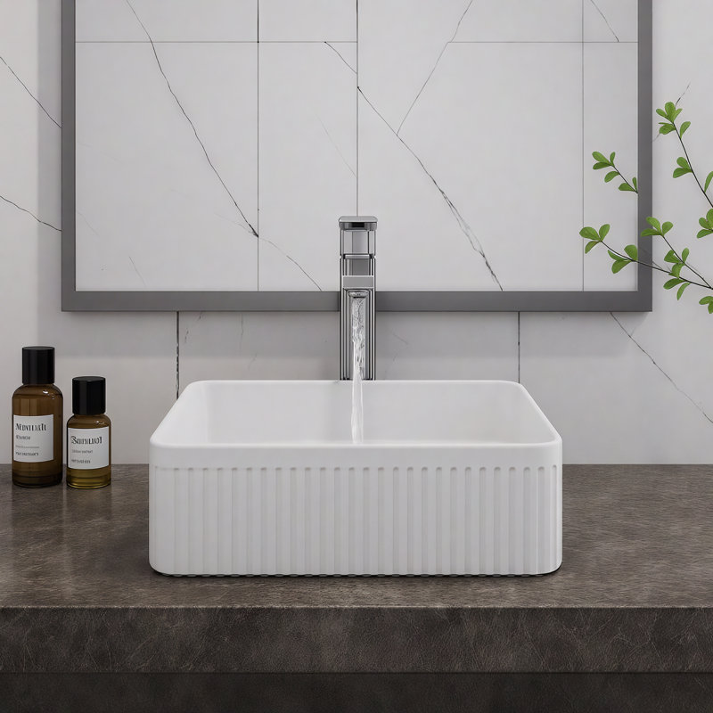 14.8"×14.8" Ceramic Square Vessel Sink – Bathroom Basin