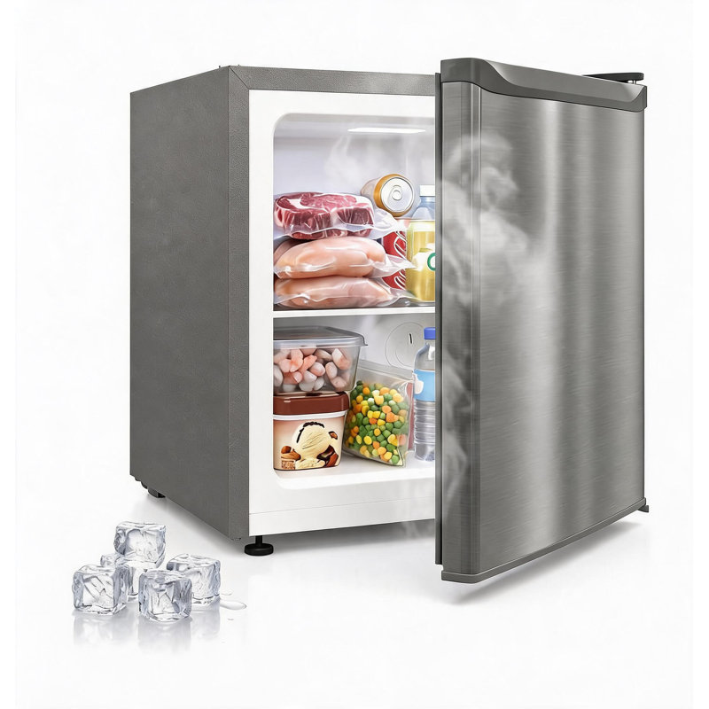 1,1 pieds cubes Pi. Congélateur vertical compact, mini congélateur de comptoir en acier inoxydable avec thermostat réglable et porte réversible
