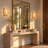 True 1-Light Dimmable Gold Rectangle Bathroom Vanity Light with Cloud Textured Glass Shade