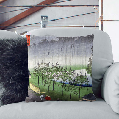 Evening Rain in Akasaka by Utagawa Hiroshige Cushion with Filling