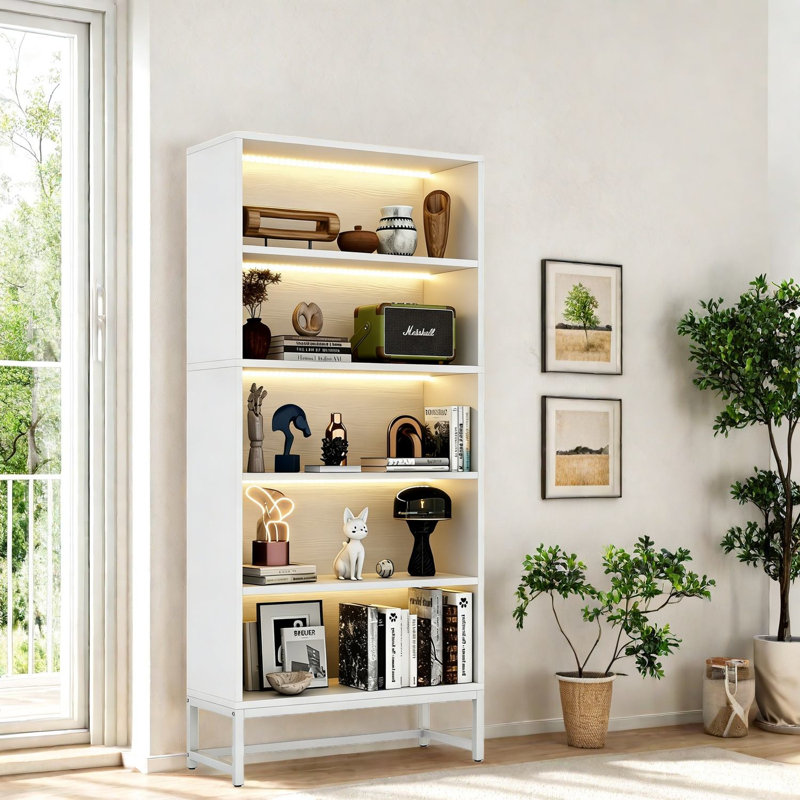 Durable Modern Tall Bookcase, Mdf Freestanding Display For Home