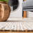 Bowen Hand Woven Leather Cotton/Jute Striped Rug in Beige-970604190