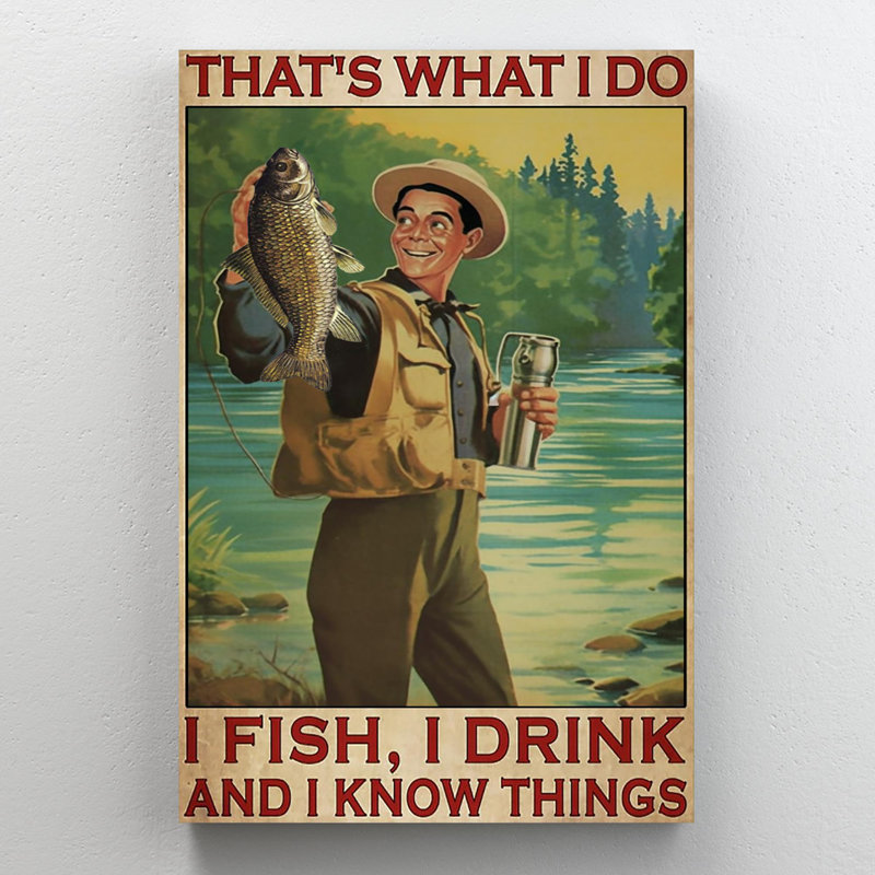 «Man I Fish I Drink», impression rectangulaire 1 pièce «Man I Fish I Drink», H 36 po x l 24 po x P 1,25 po