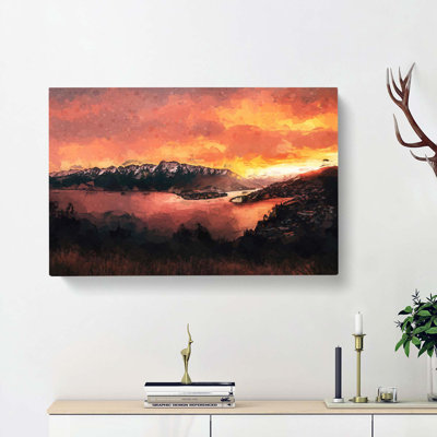 Sunset Over Queenstown In Abstract - Wrapped Canvas