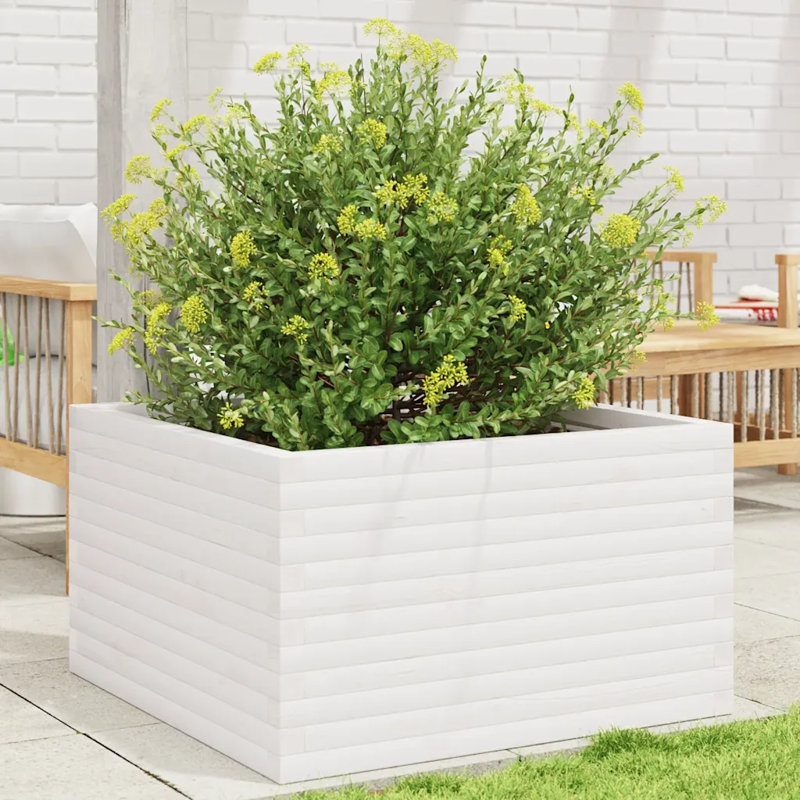 2 Wood Planter, White, 46cm H x 60cm W x 60cm D