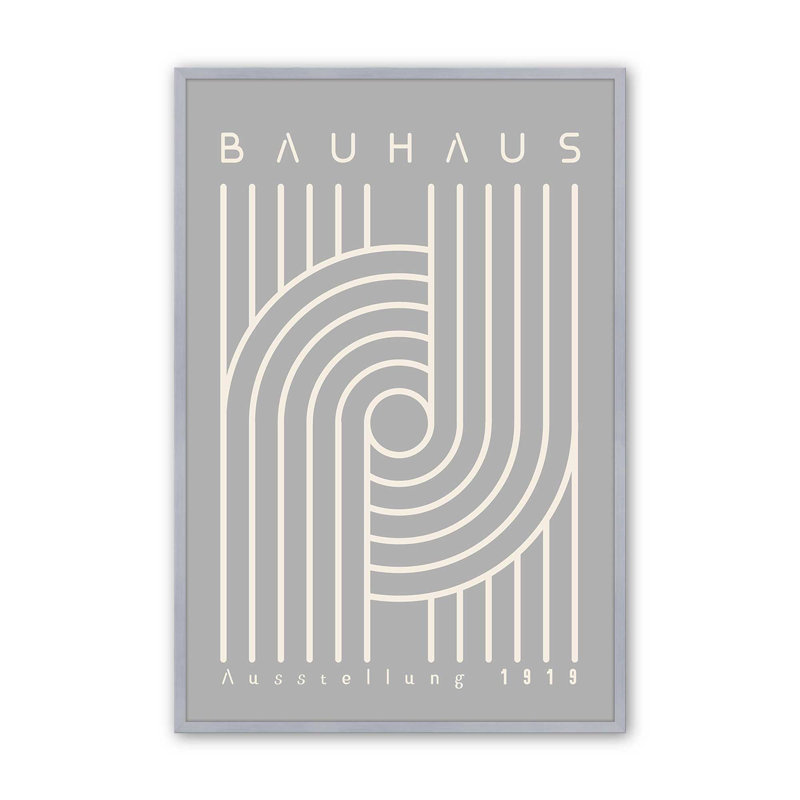 Bauhaus 1919, reproduction linéaire harmonisée, H 11,25 po x l 9,25 po x P 1,25 po, Papier avec cadre en chrome poli
