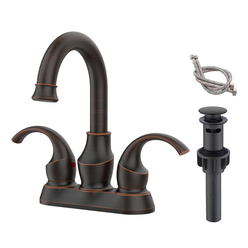 Centerset 2-handle Bathroom Faucet with Drain Assembly, Oil Rubbed Brown